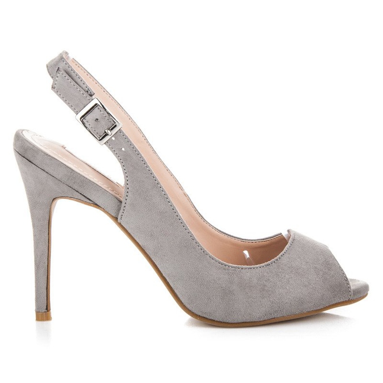 Bestelle Sandali in camoscio su tacco alto grigio