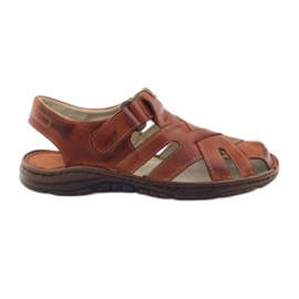 Naszbut 052 sandali da uomo marroni con velcro marrone