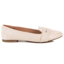 Small Swan Mocassini in camoscio con glitter beige