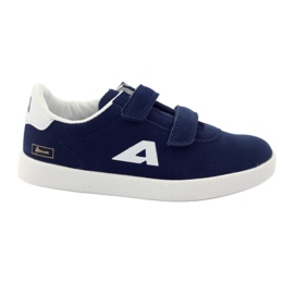 American Club Sneakers sportive con sottopiede in pelle americana blu navy bianca