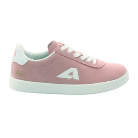 American Club Sneakers sportive con sottopiede in pelle americana bianca rosa