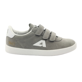 American Club Intarsio sportivo in pelle americana grigio bianca