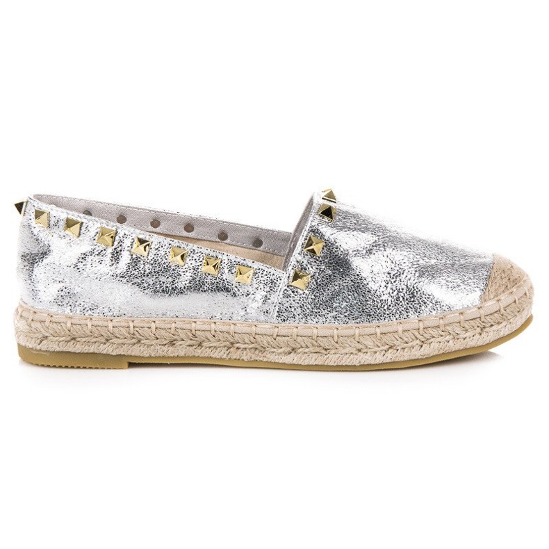 Coura Espadrillas argento con borchie grigio