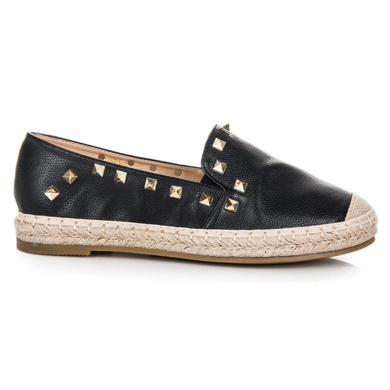 Coura Espadrillas nere con strass nero