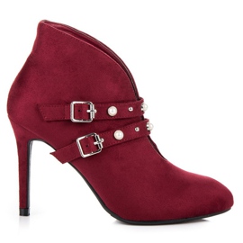 Cm Paris Stivali bordeaux con fibbie rosso