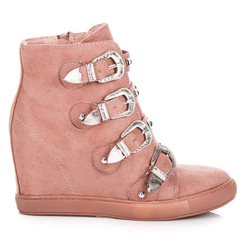 Bestelle Sneakers in camoscio con fibbie rosa