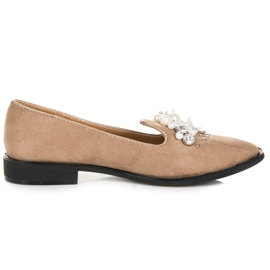 Best Shoes Signori in pelle scamosciata con perle marrone