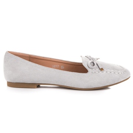 Small Swan Mocassini In Pelle Scamosciata Con Un Fiocco grigio