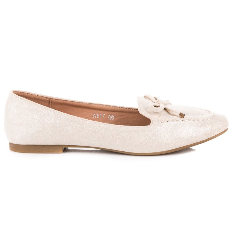 Small Swan Mocassini In Pelle Scamosciata Con Un Fiocco beige