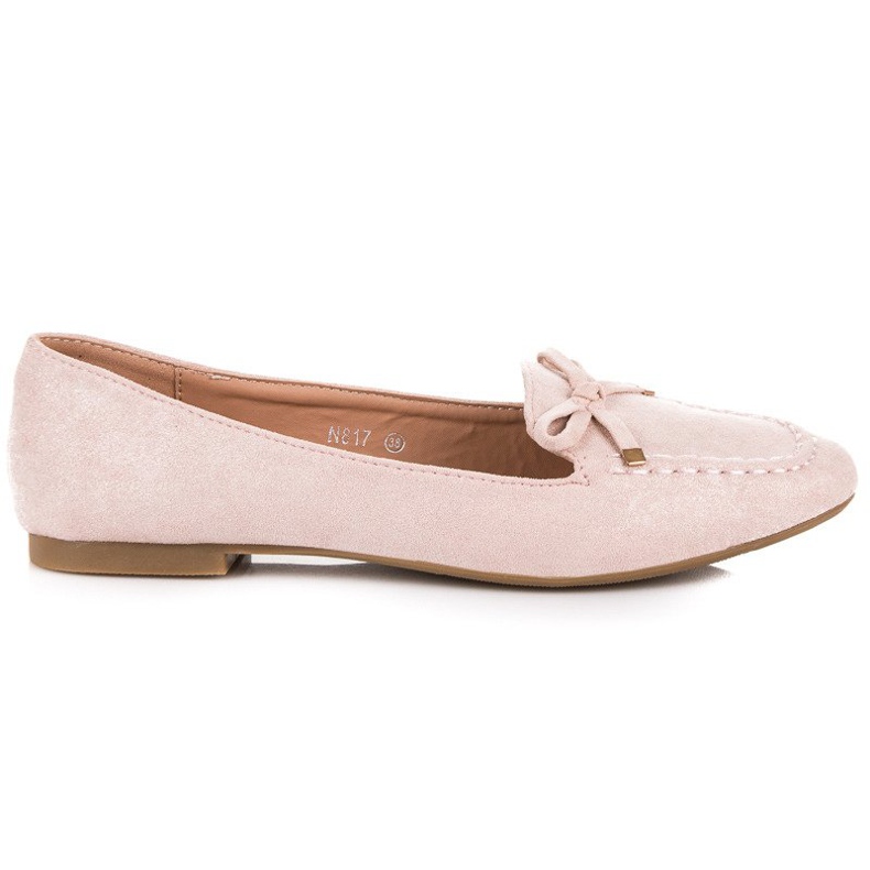 Small Swan Mocassini in camoscio con fiocco rosa