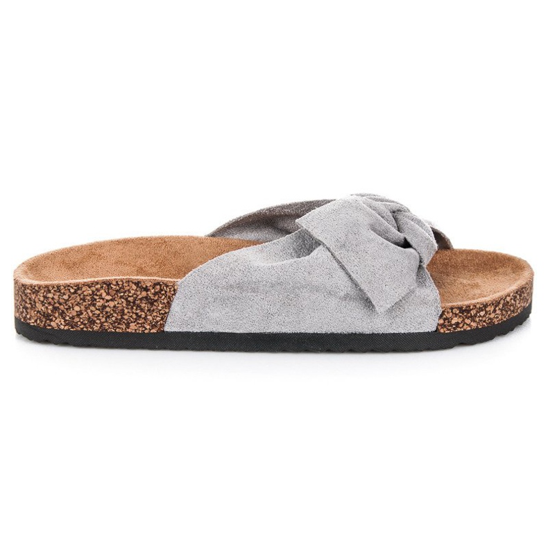 Queen Vivi Pantofole Scamosciate Con Fiocco grigio