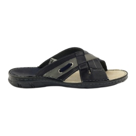 Ciabatte in pelle da uomo Naszbut 055, blu navy