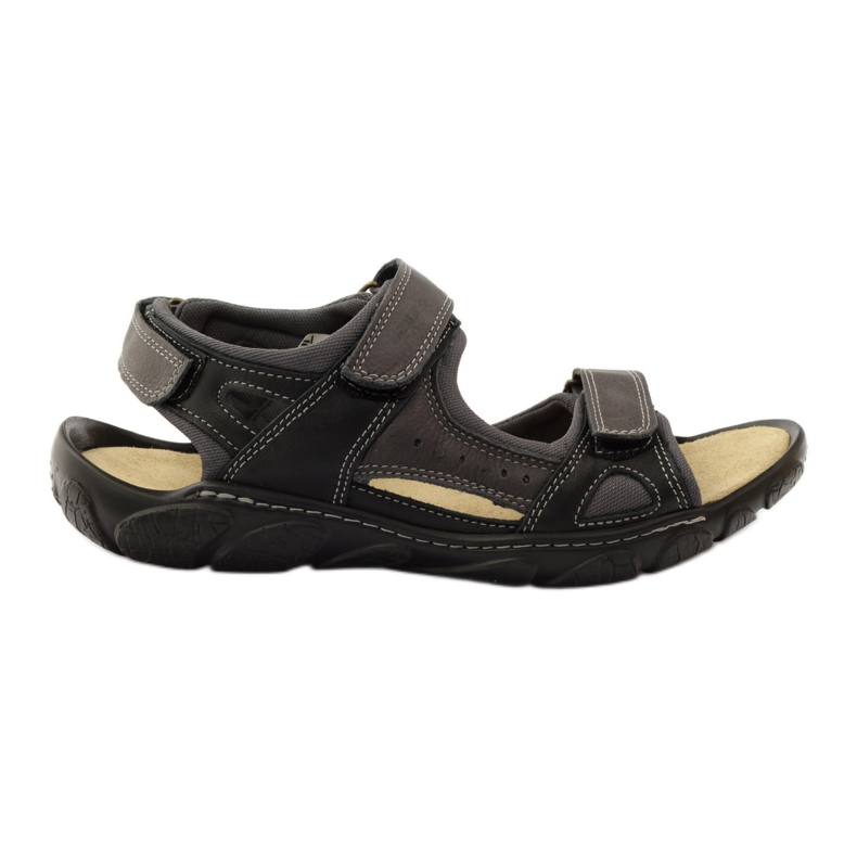 Naszbut 043 sandali in pelle con velcro nero grigio