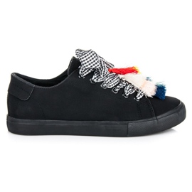 Ideal Shoes Sneakers nere con frange nero