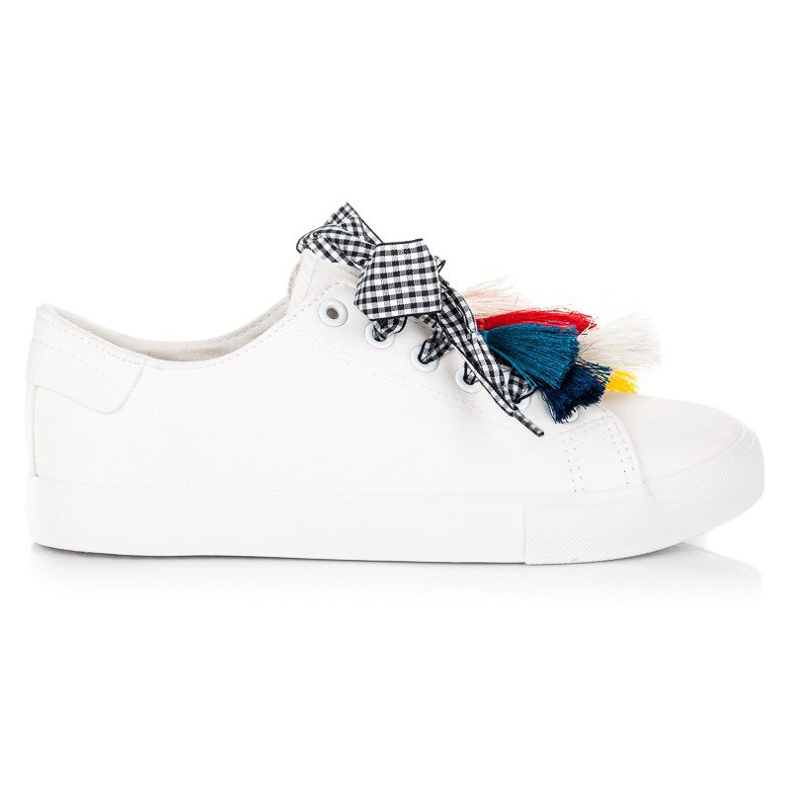 Ideal Shoes Sneakers bianche con frange bianca