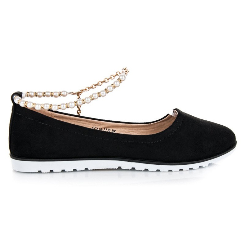 Ballerine in camoscio con perline di vinceza nero