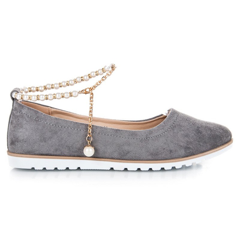 Ballerine in camoscio con perline di vinceza grigio