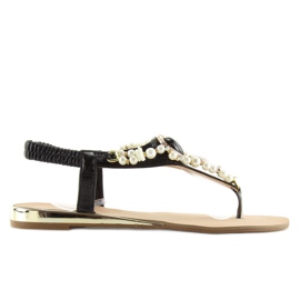 Sandali con perle nere D580 nere nero