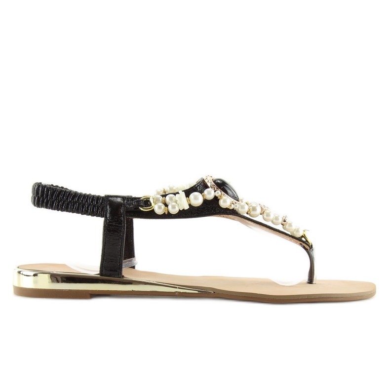 Sandali con perle nere D580 nere nero