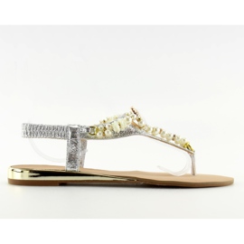 Sandali argento con perle D580 argento grigio