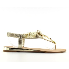 Sandali con perle dorate D580 oro grigio