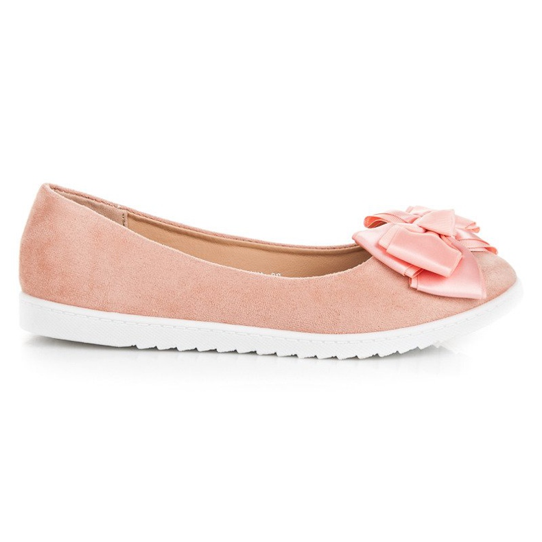 Comer Ballerine in camoscio con fiocco rosa
