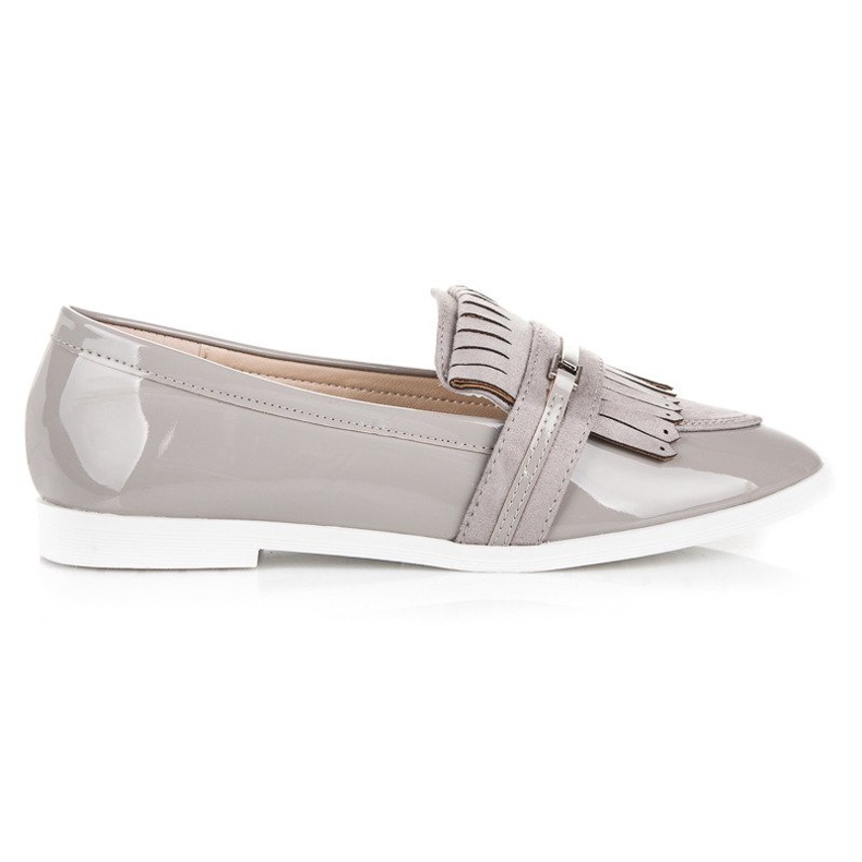 Ideal Shoes Mocassini laccati grigio chiaro