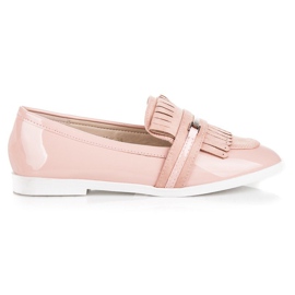 Ideal Shoes Mocassini laccati a polvere rosa
