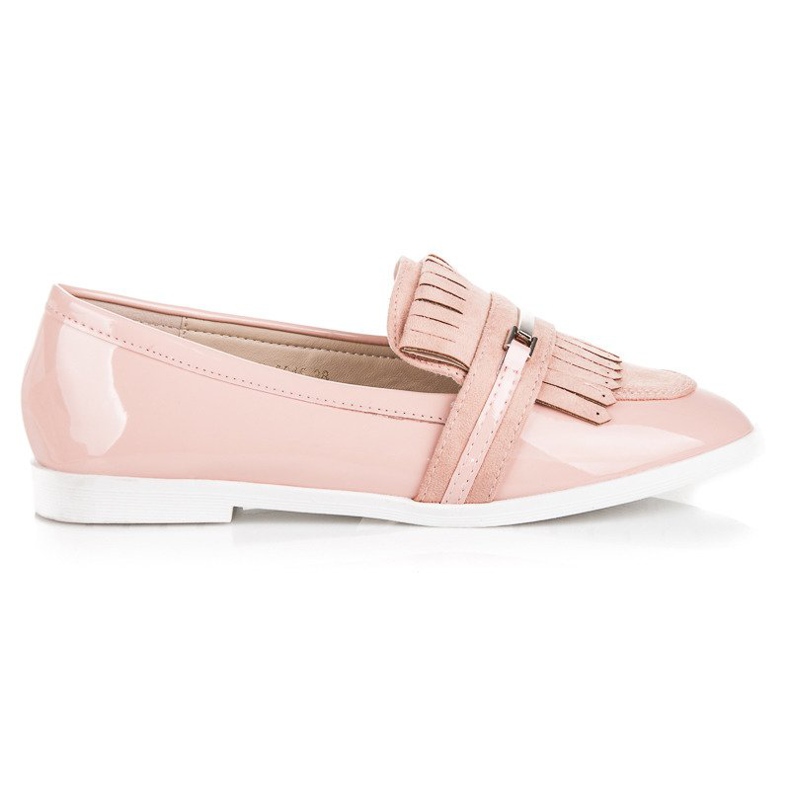 Ideal Shoes Mocassini laccati a polvere rosa