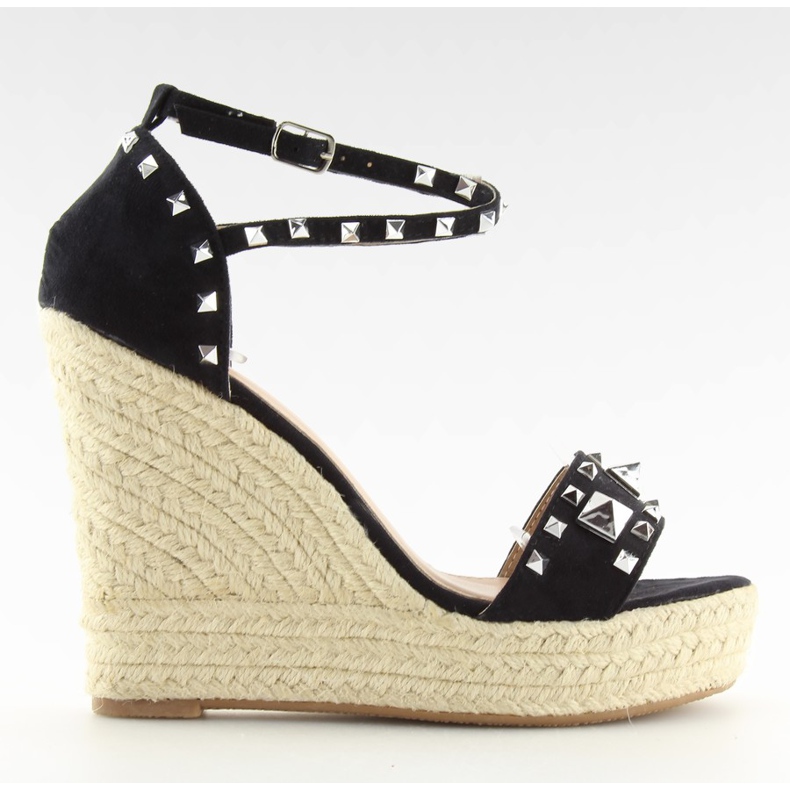 Espadrillas nere nere sulle zeppe nero