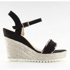 Sandali neri espadrillas con zeppa nero 6823 Nero
