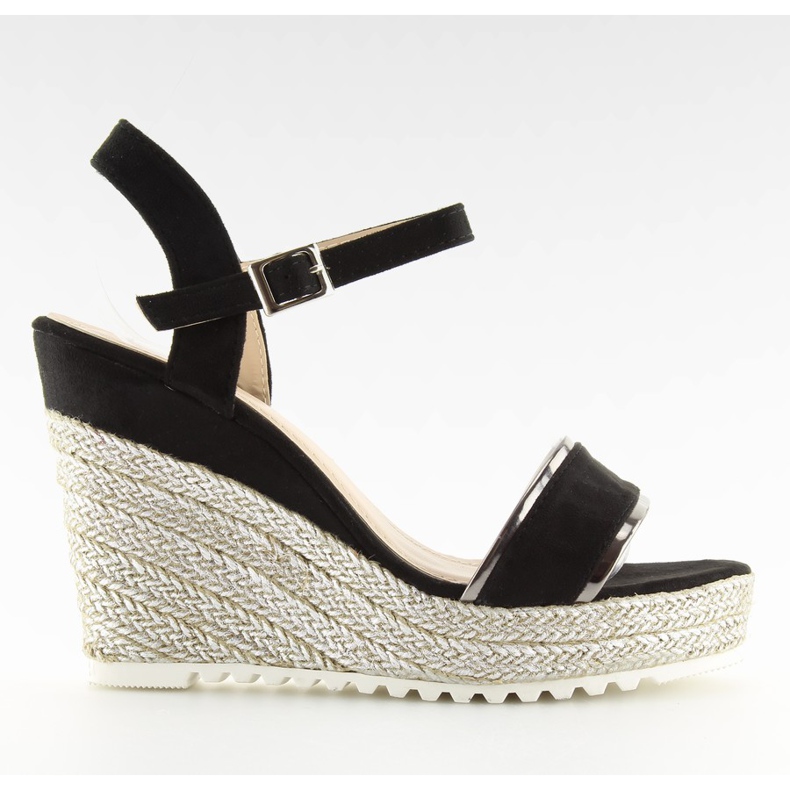 Sandali neri espadrillas con zeppa nero 6823 Nero