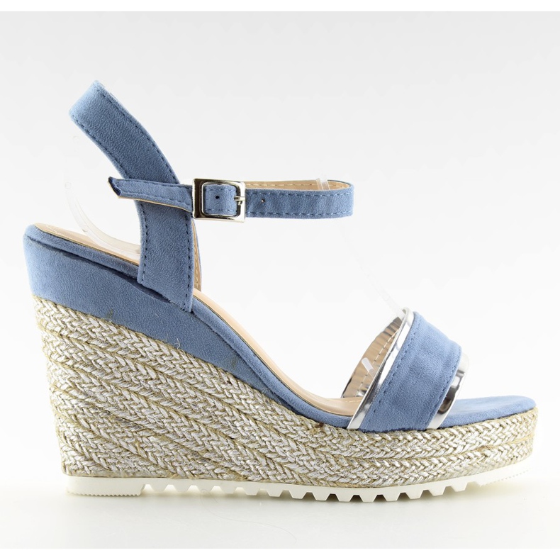 Sandali, espadrillas con zeppa, blu 6823 Blu