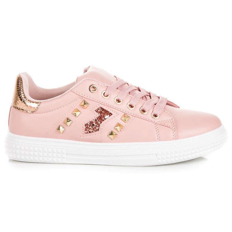 Sneaker alla moda con rilegatura rosa