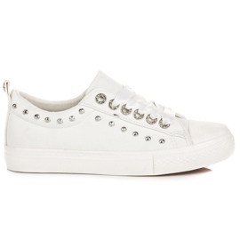 Sneakers bianche con fiocco bianca