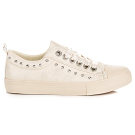 Sneakers beige con nastro