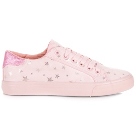 Sneakers in camoscio con stelle rosa