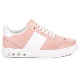 Sneakers sportive in camoscio bianco rosa
