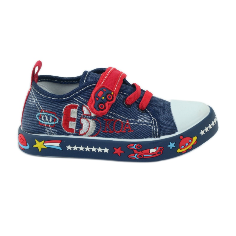 American Club Sneaker americane con soletta in pelle blu navy rosso