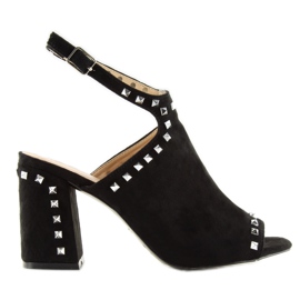Sandali neri con borchie nere L1139 nero