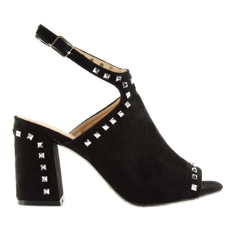 Sandali neri con borchie nere L1139 nero