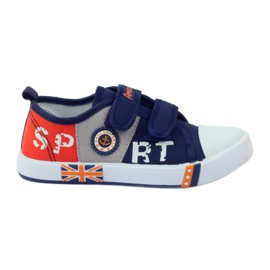 American Club Sneakers sneakers americane sottopiede in pelle blu navy grigio arancia