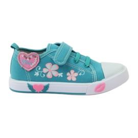 American Club Sneakers cuore americano con sottopiede in pelle verde blu
