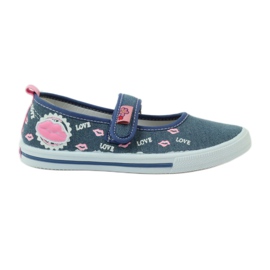 American Club Sneakers in bocca con sottopiede in pelle americana blu rosa