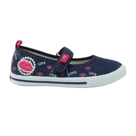 American Club Sneakers in bocca con sottopiede in pelle americana blu navy rosa