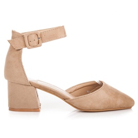Sandali in suede con tacco basso marrone