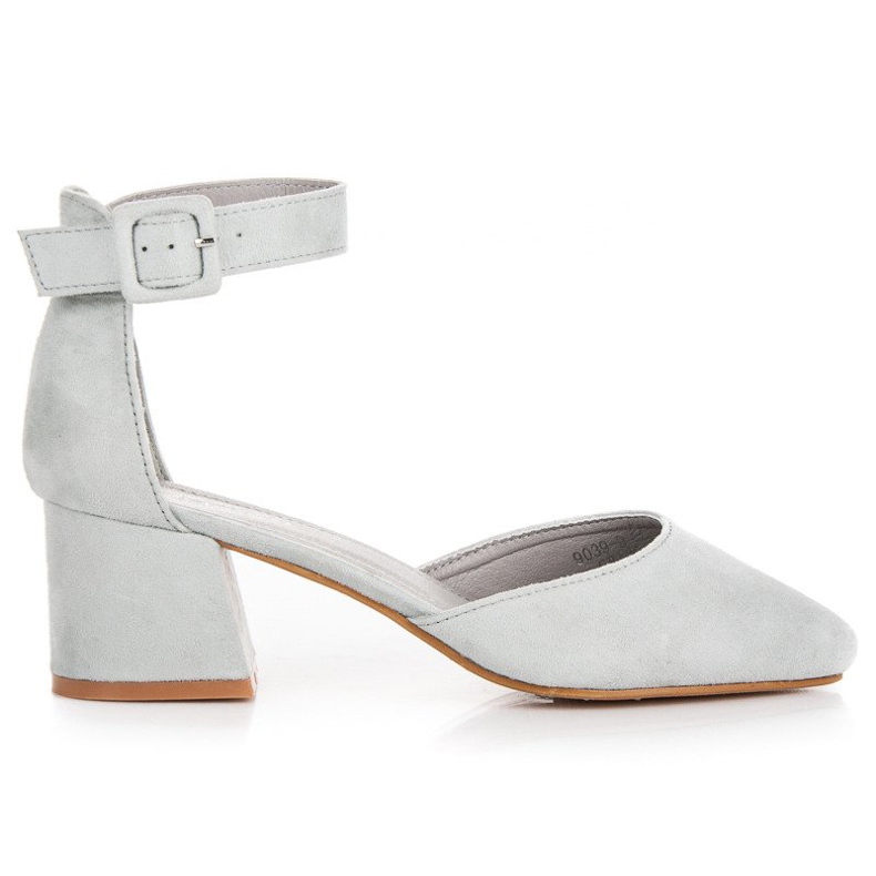 Sandali in suede con tacco basso grigio