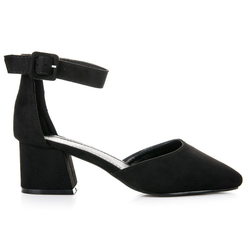 Sandali in suede con tacco basso nero
