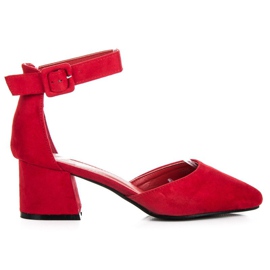 Sandali in suede con tacco basso rosso