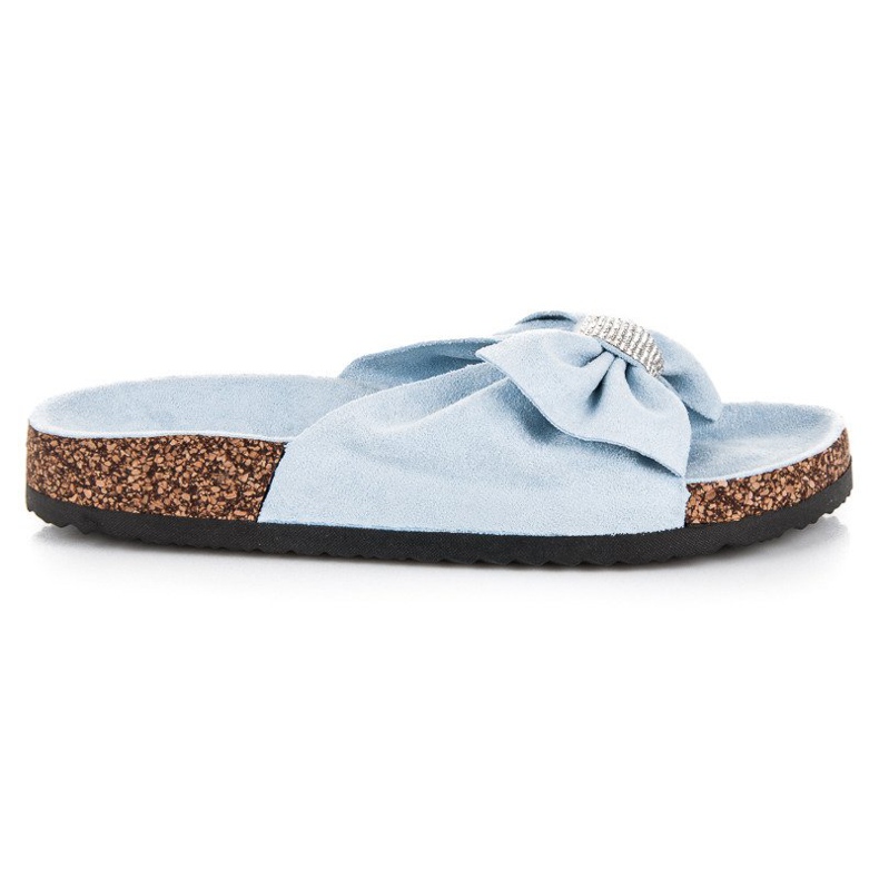 Queen Vivi Eleganti pantofole in pelle scamosciata blu